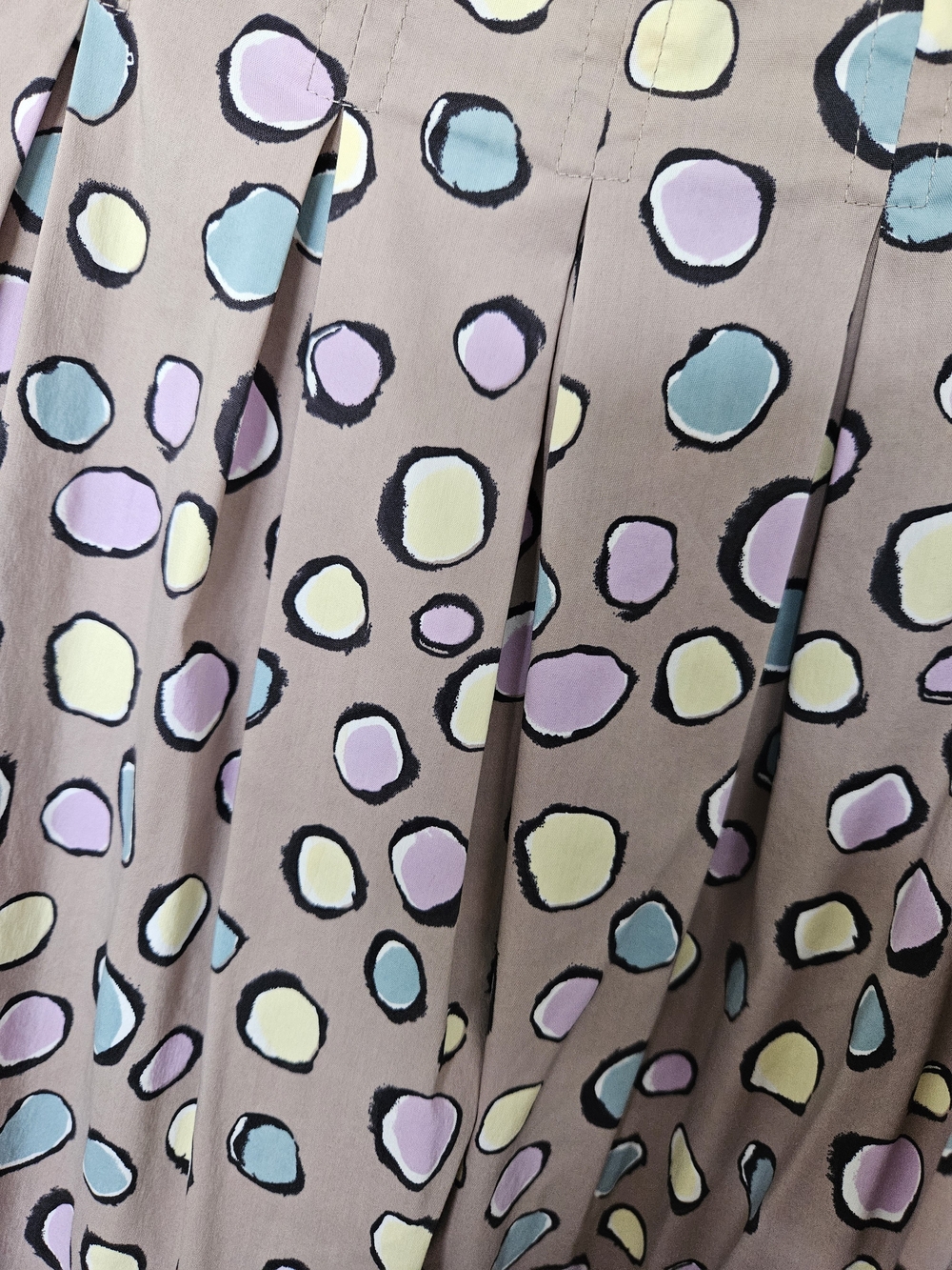 BCBGMaxAzria Taupe Polka Dot Sundress with Black & White Stripe Trim - Picture 2 of 4